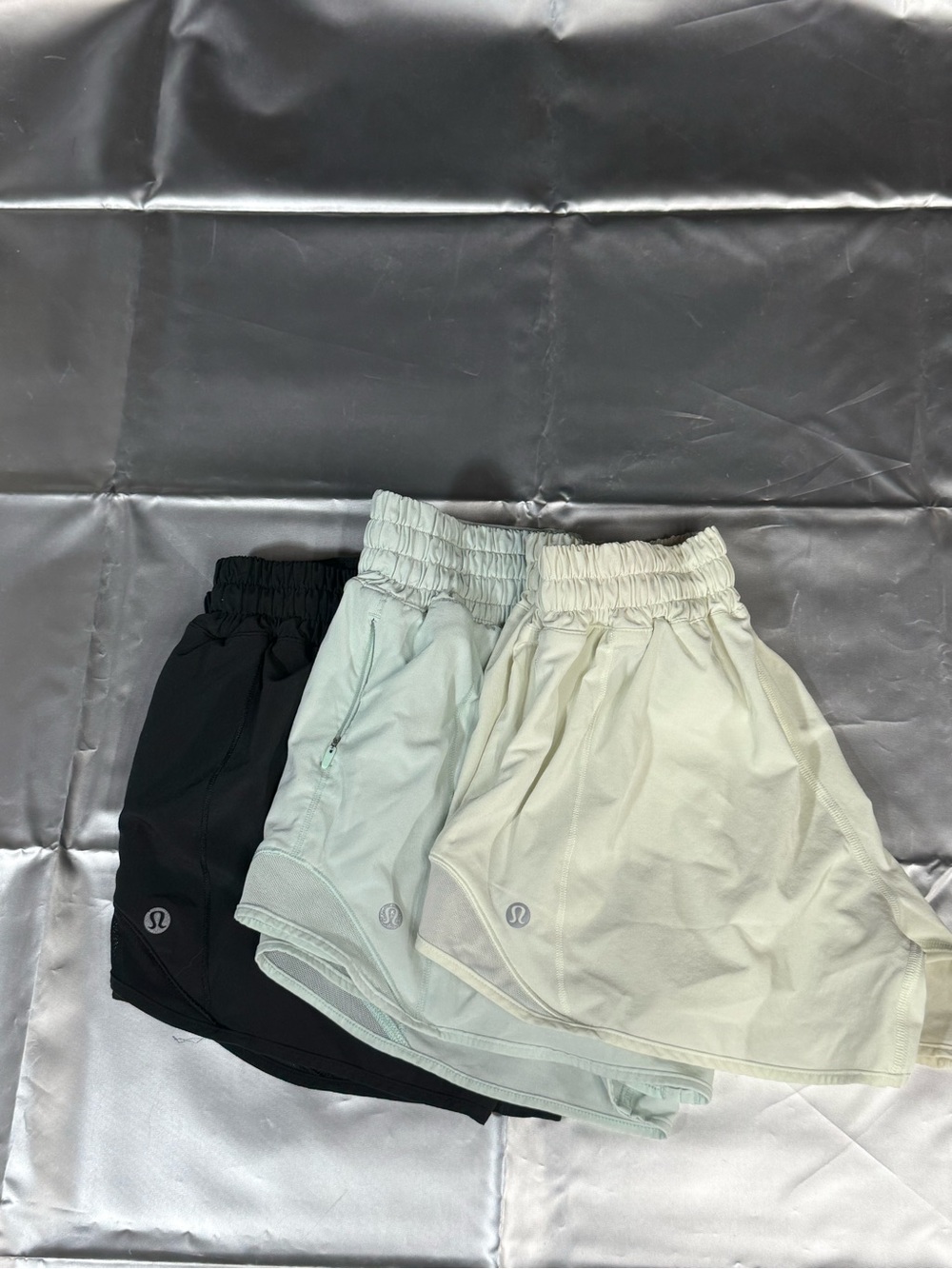 Bundle (3) Lululemon Women's Athletic Shorts - Black, Sage, Cream
